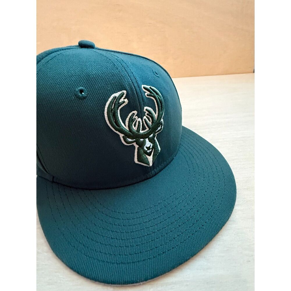 Milwaukee Bucks New Era 9FIFTY Snapback Baseball Hat Dark Green NBA Flat Brim